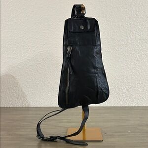 Free People Black Leather Sling Backpack